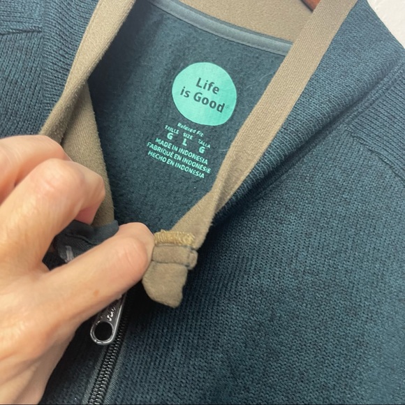 Life Is Good half zip Fleece Sweater Green L - Picture 4 of 7